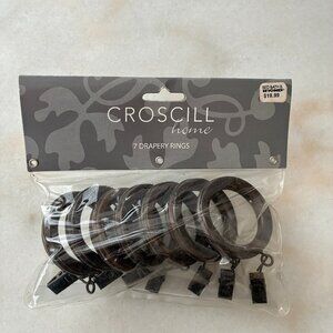 Dark Wood Drapery Rings with Clips Bundle of 7 Sets (7 Rings Per Set) NWT